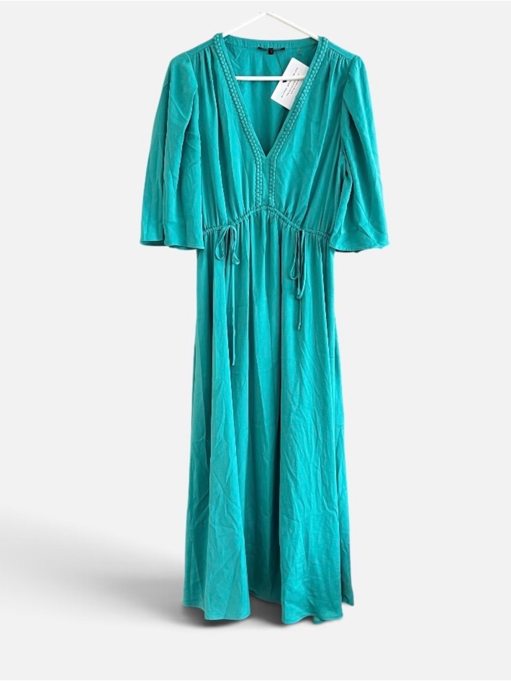 KOBI HALPERIN TONYA ELBOW SLEEVE MIDI DRESS — TURQUOISE Medium